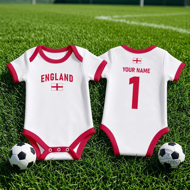 England Football Team Baby Romper with Custom Name and Number