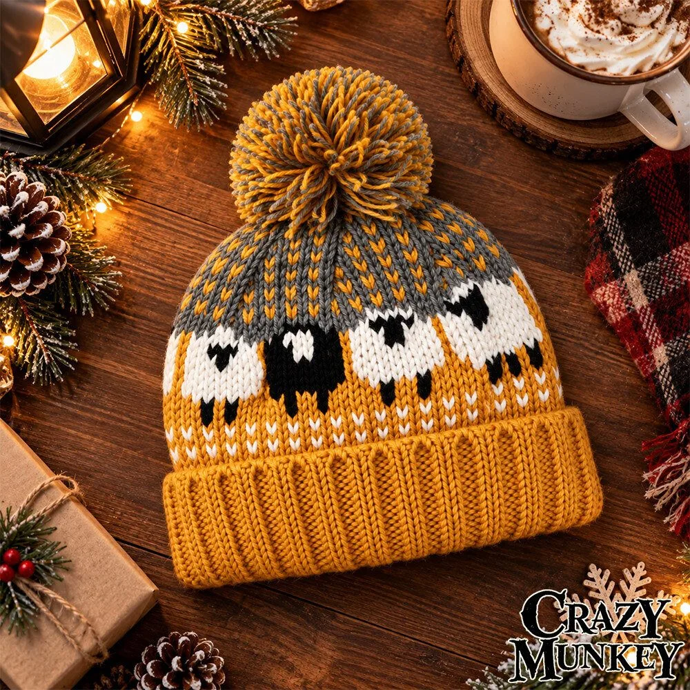 Cozy Sheep Pattern Winter Knit Beanie Hat | Headwear 5 Cozy Sheep Pattern Winter Knit Beanie Hat | Headwear