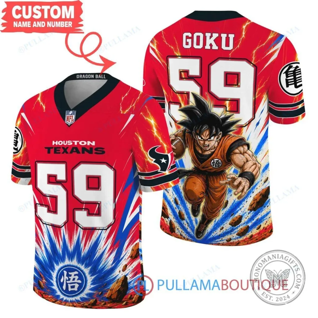 Houston Texans Football Son Goku Super Saiyan Dragon Ball Z Jersey Houston Texans Football Son Goku Super Saiyan Dragon Ball Z Jersey