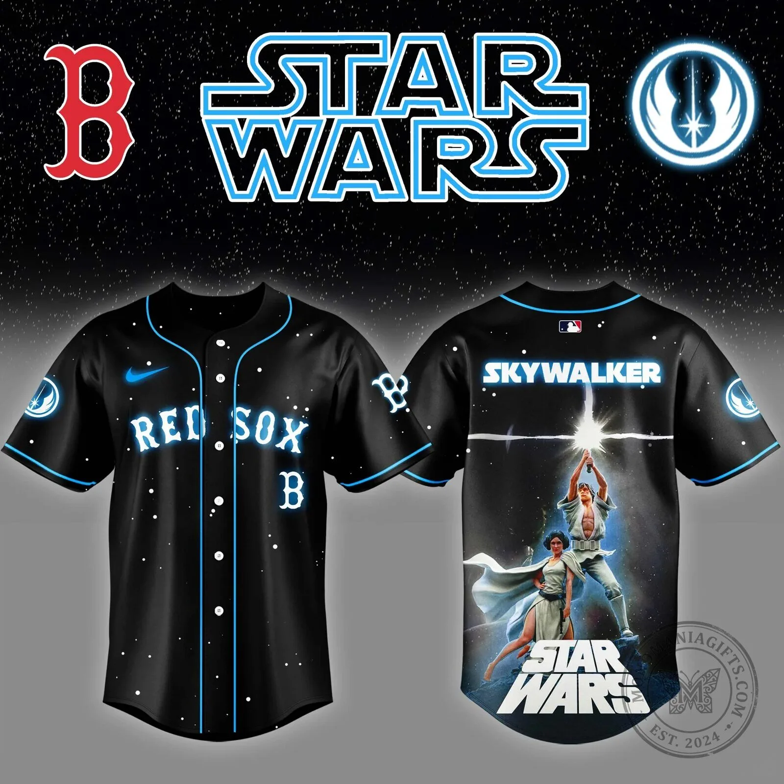 Luke Skywalker Star Wars Boston Red Sox Baseball Jersey