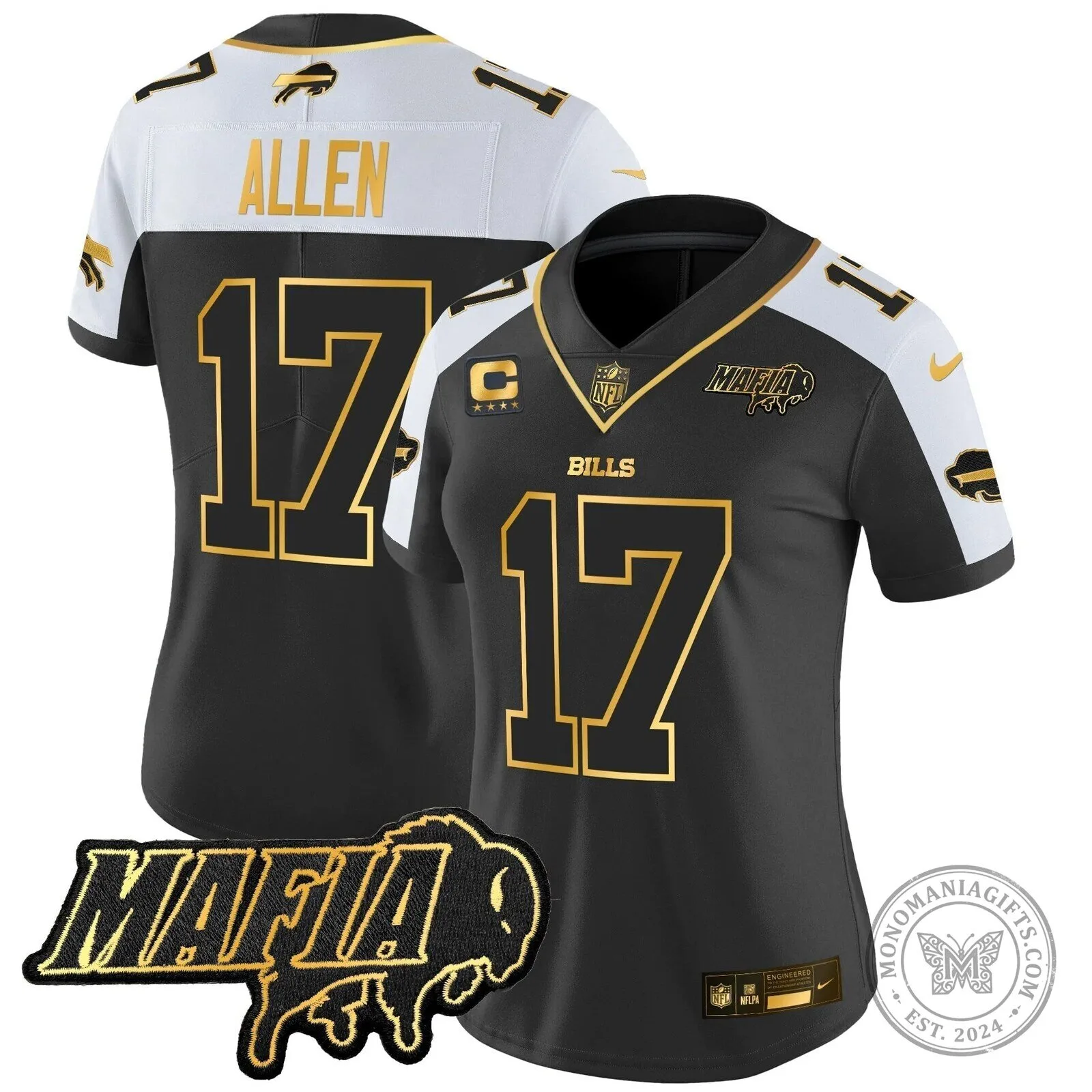 Limited Black Gold Vapor Football Jersey for Josh Allen of the Buffalo Bills Mafia