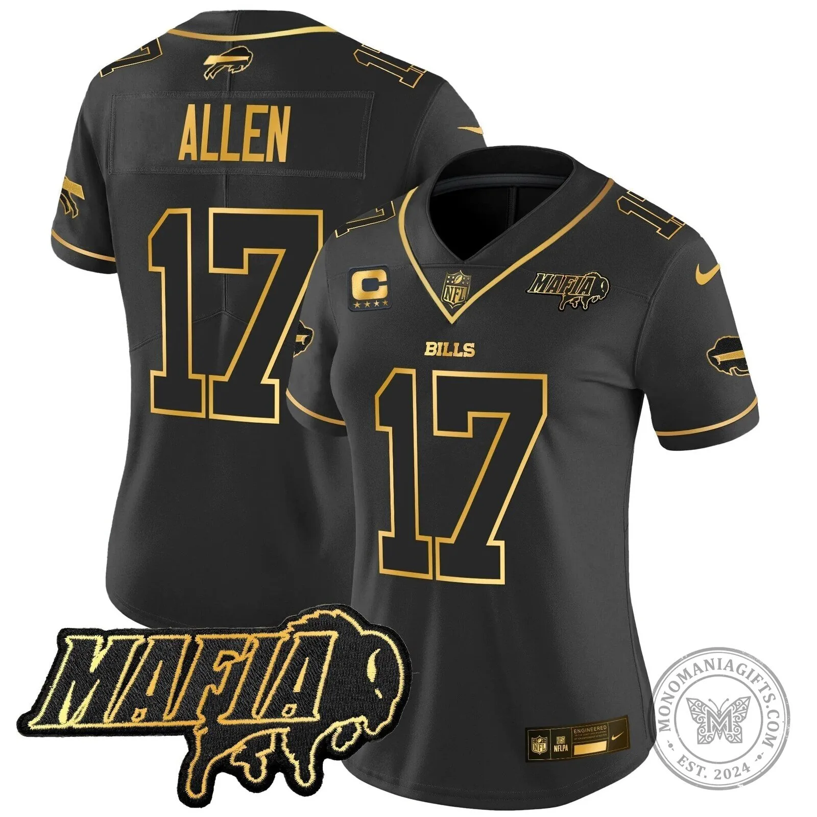 Limited Black Gold Vapor Football Jersey for Josh Allen of the Buffalo Bills Mafia 40 Limited Black Gold Vapor Football Jersey for Josh Allen of the Buffalo Bills Mafia