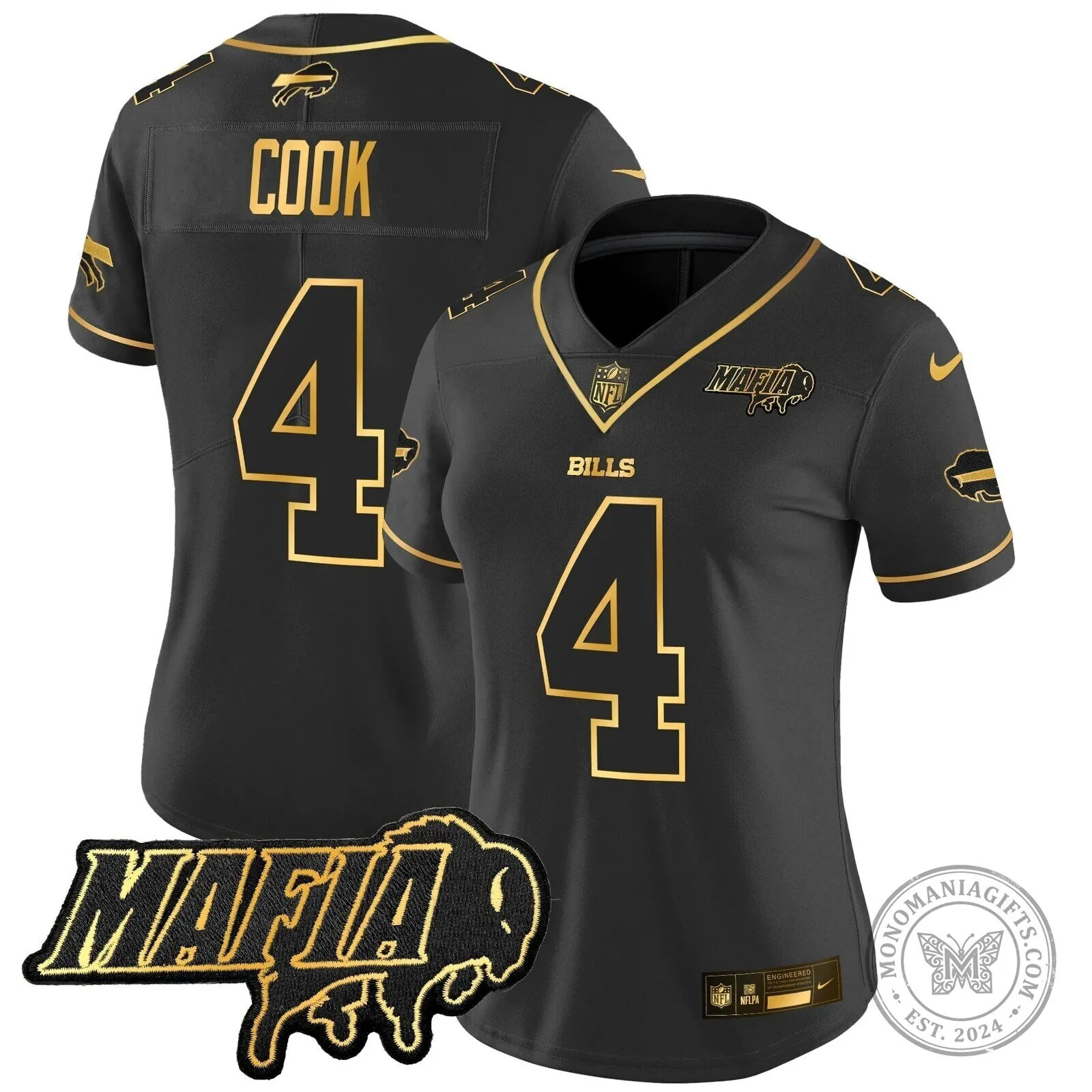 Limited Black Gold Vapor Football Jersey for Josh Allen of the Buffalo Bills Mafia 41 Limited Black Gold Vapor Football Jersey for Josh Allen of the Buffalo Bills Mafia
