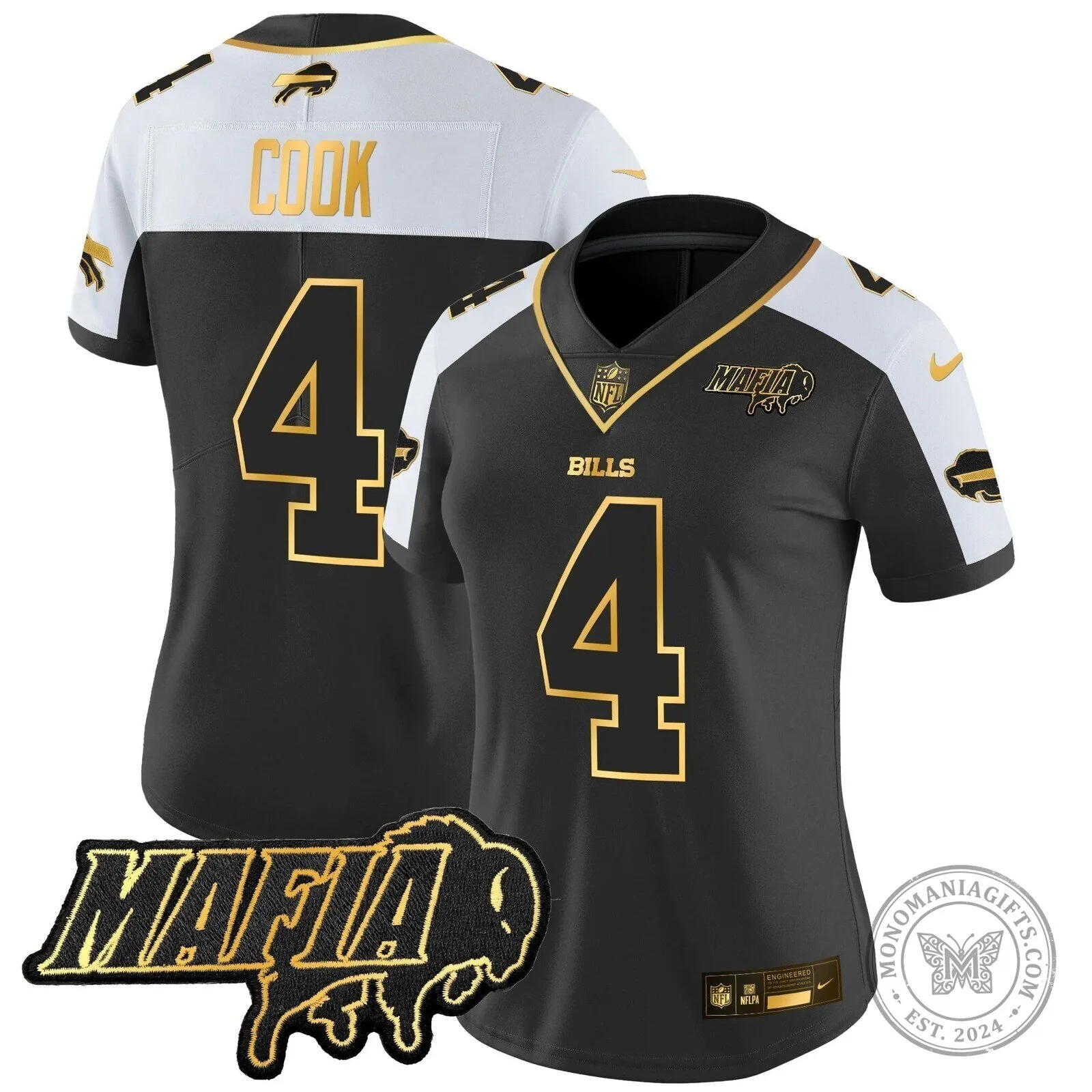 Limited Black Gold Vapor Football Jersey for Josh Allen of the Buffalo Bills Mafia 43 Limited Black Gold Vapor Football Jersey for Josh Allen of the Buffalo Bills Mafia