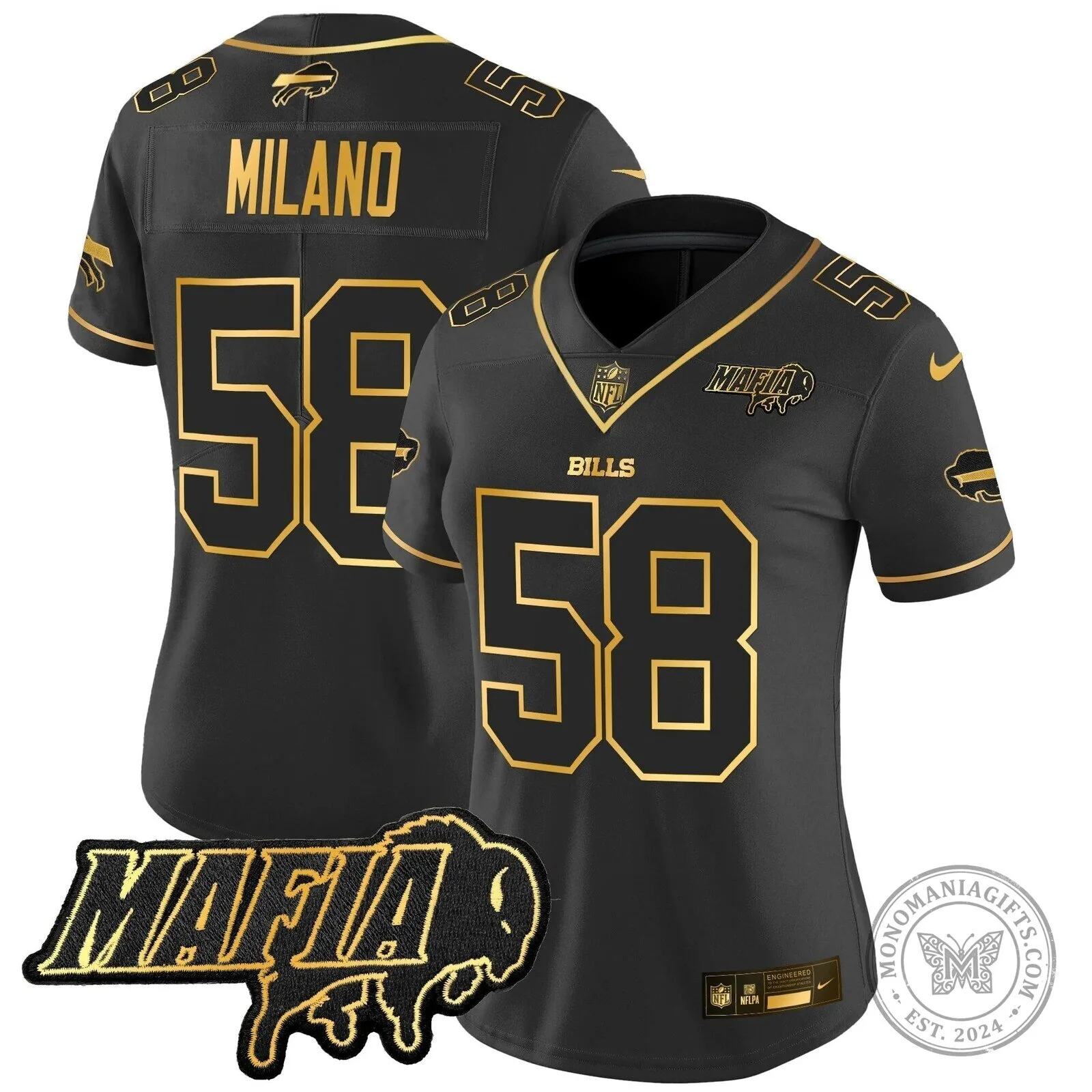 Limited Black Gold Vapor Football Jersey for Josh Allen of the Buffalo Bills Mafia 45 Limited Black Gold Vapor Football Jersey for Josh Allen of the Buffalo Bills Mafia