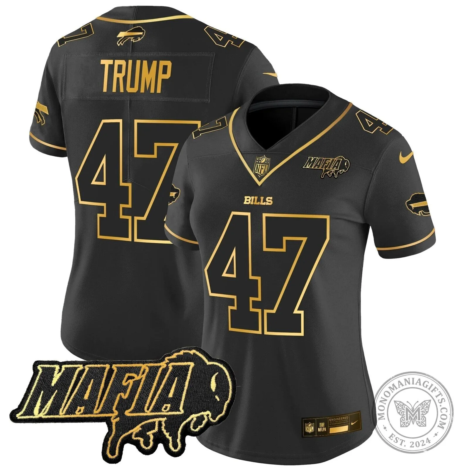 Limited Black Gold Vapor Football Jersey for Josh Allen of the Buffalo Bills Mafia 48 Limited Black Gold Vapor Football Jersey for Josh Allen of the Buffalo Bills Mafia