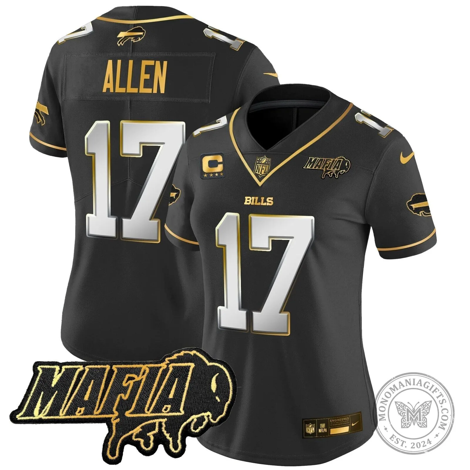 Limited Black Gold Vapor Football Jersey for Josh Allen of the Buffalo Bills Mafia 49 Limited Black Gold Vapor Football Jersey for Josh Allen of the Buffalo Bills Mafia