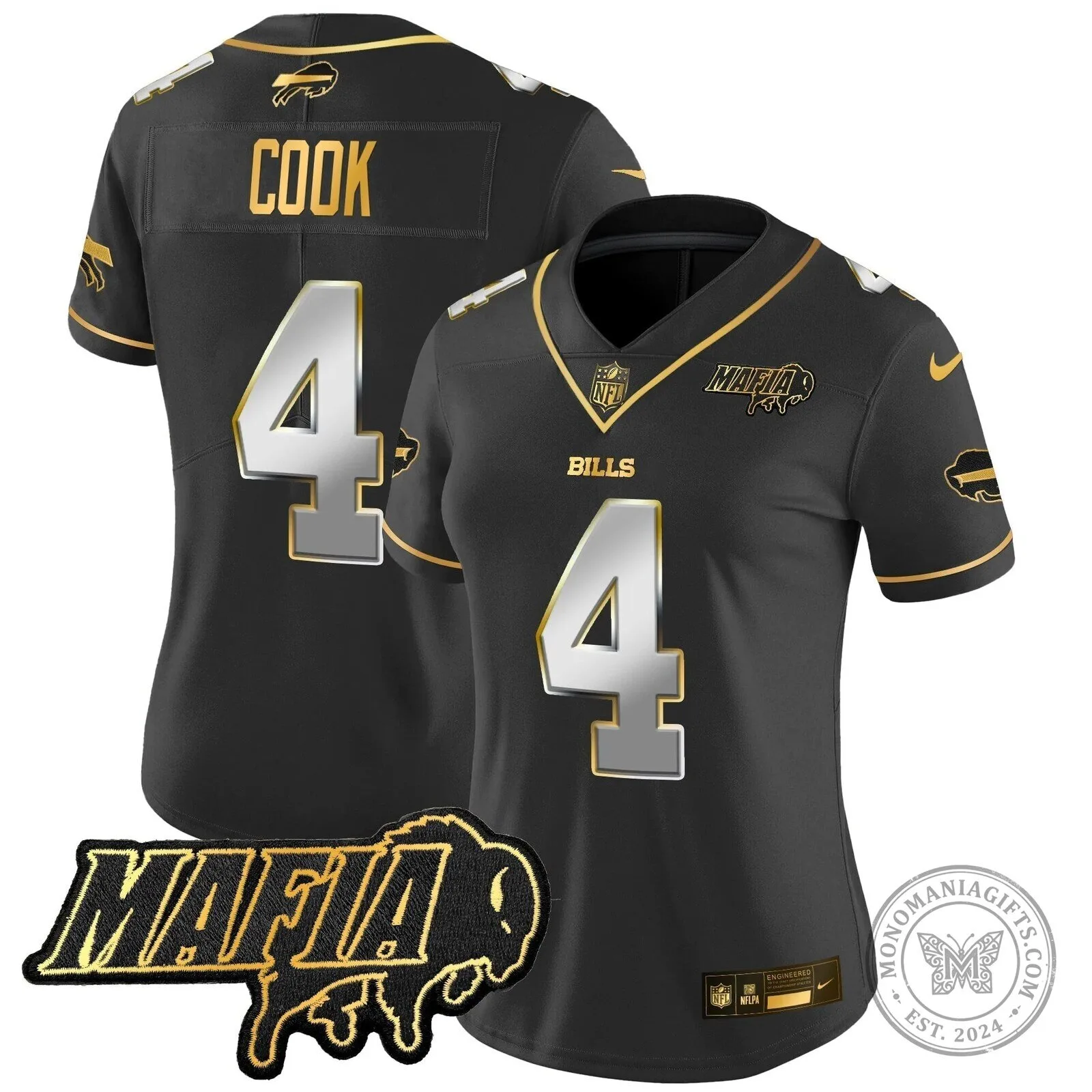 Limited Black Gold Vapor Football Jersey for Josh Allen of the Buffalo Bills Mafia 50 Limited Black Gold Vapor Football Jersey for Josh Allen of the Buffalo Bills Mafia