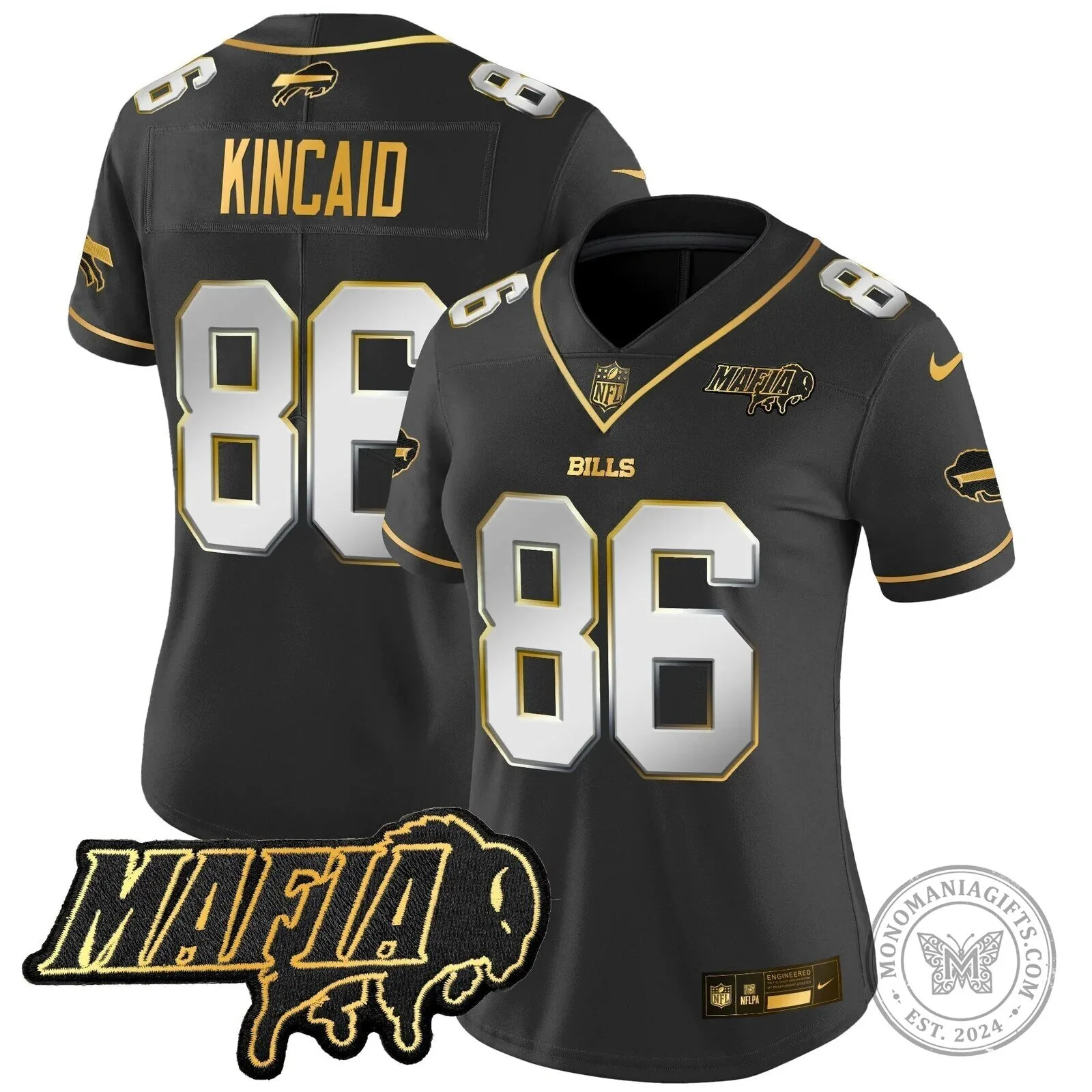 Limited Black Gold Vapor Football Jersey for Josh Allen of the Buffalo Bills Mafia 55 Limited Black Gold Vapor Football Jersey for Josh Allen of the Buffalo Bills Mafia