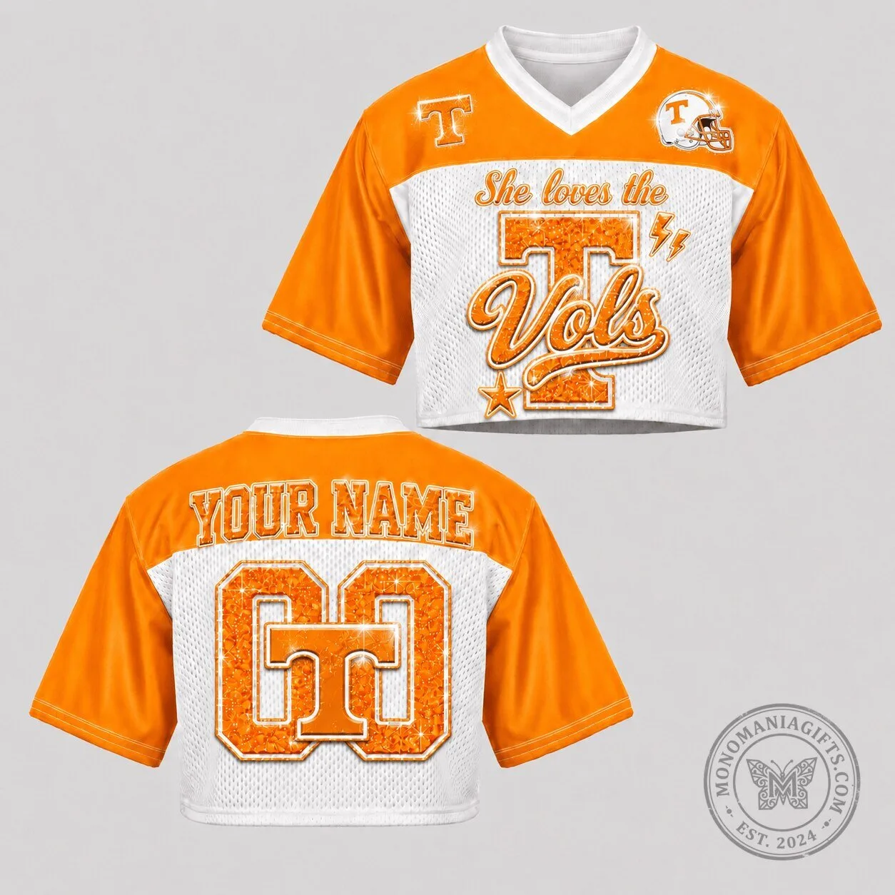 Tennessee Football Game Day Women's Cropped Mesh Football Jersey 2 Tennessee Football Game Day Women's Cropped Mesh Football Jersey