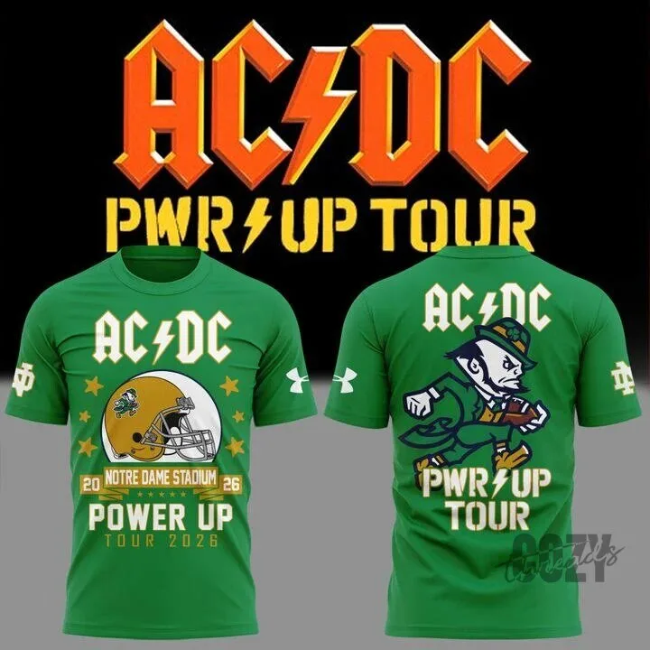 Notre Dame Football AC/DC Power Up Tour 2026 Graphic T-Shirt