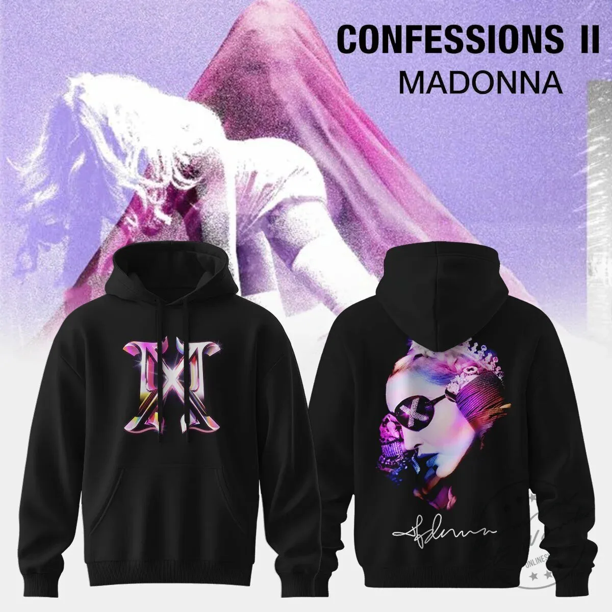 Madonna Confessions II Album Art Black Pullover Hoodie 3 Madonna Confessions II Album Art Black Pullover Hoodie
