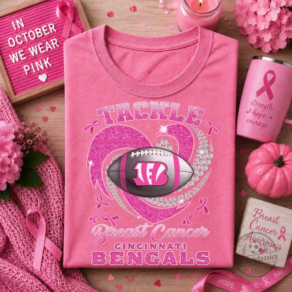 Cincinnati Bengals Breast Cancer Awareness Pink Ribbon Football T-Shirt Cincinnati Bengals Breast Cancer Awareness Pink Ribbon Football T-Shirt
