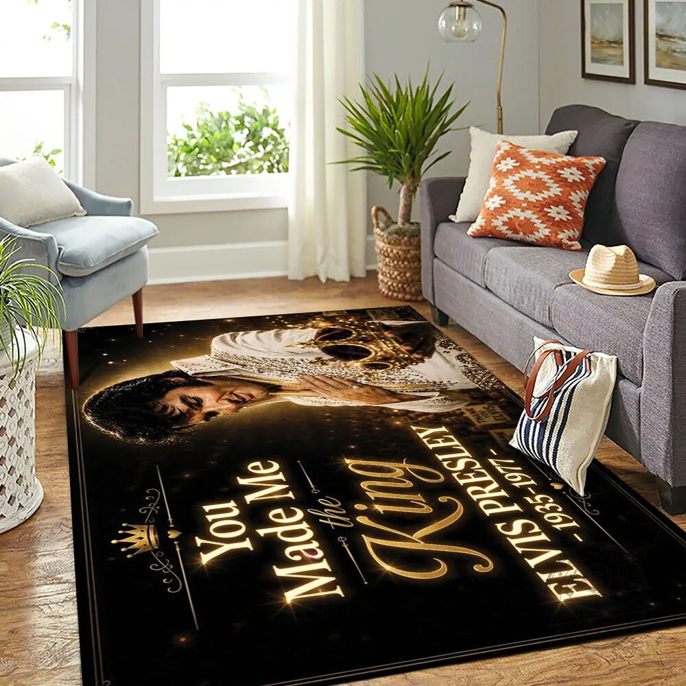 Elvis Presley You Made Me The King Golden Portrait Rectangular Rug