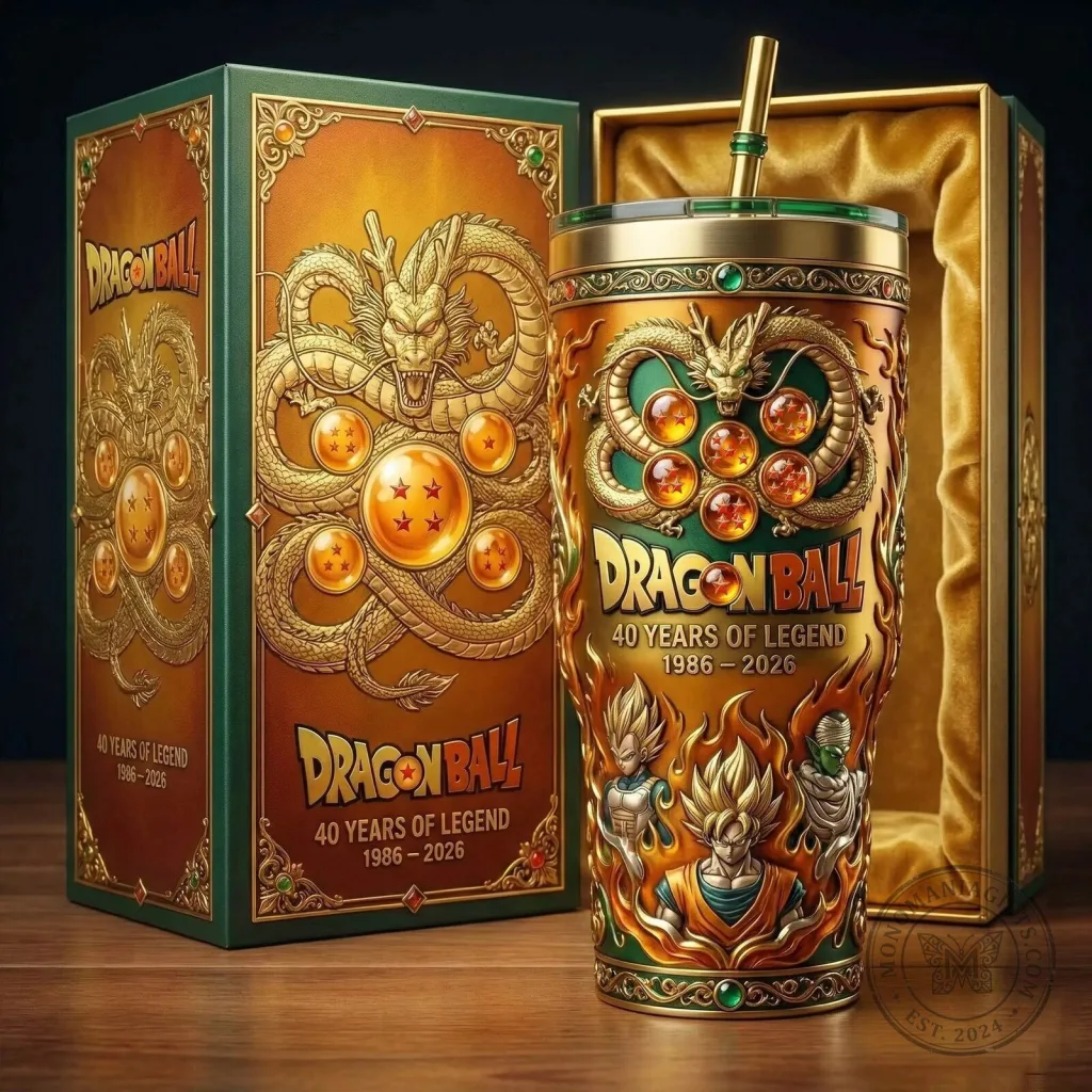 Dragon Ball Z 40 Years of Legend Anniversary Gold Stainless Steel Tumbler