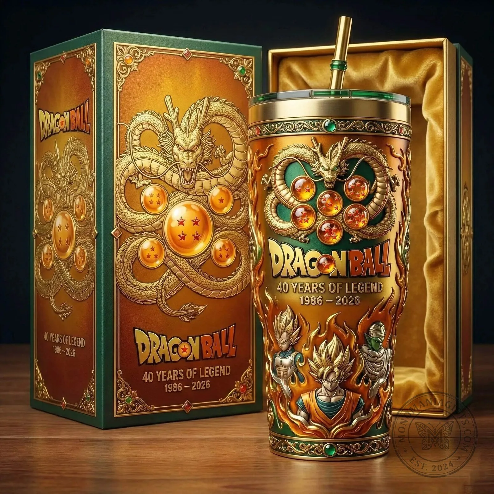 Dragon Ball Z 40 Years of Legend Anniversary Gold Stainless Steel Tumbler