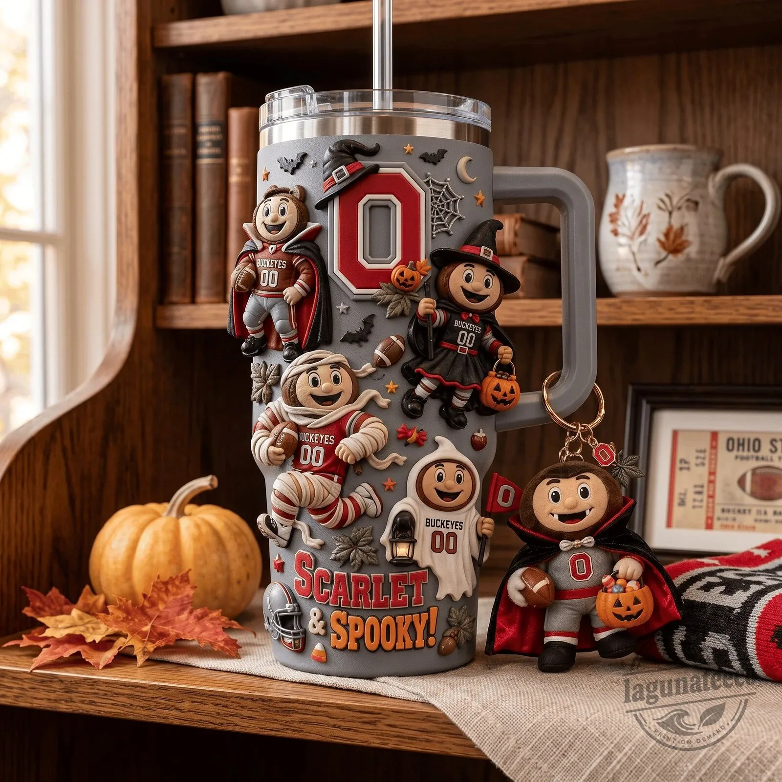 Ohio State Buckeyes Scarlet and Spooky Halloween 40oz Tumbler with Handle