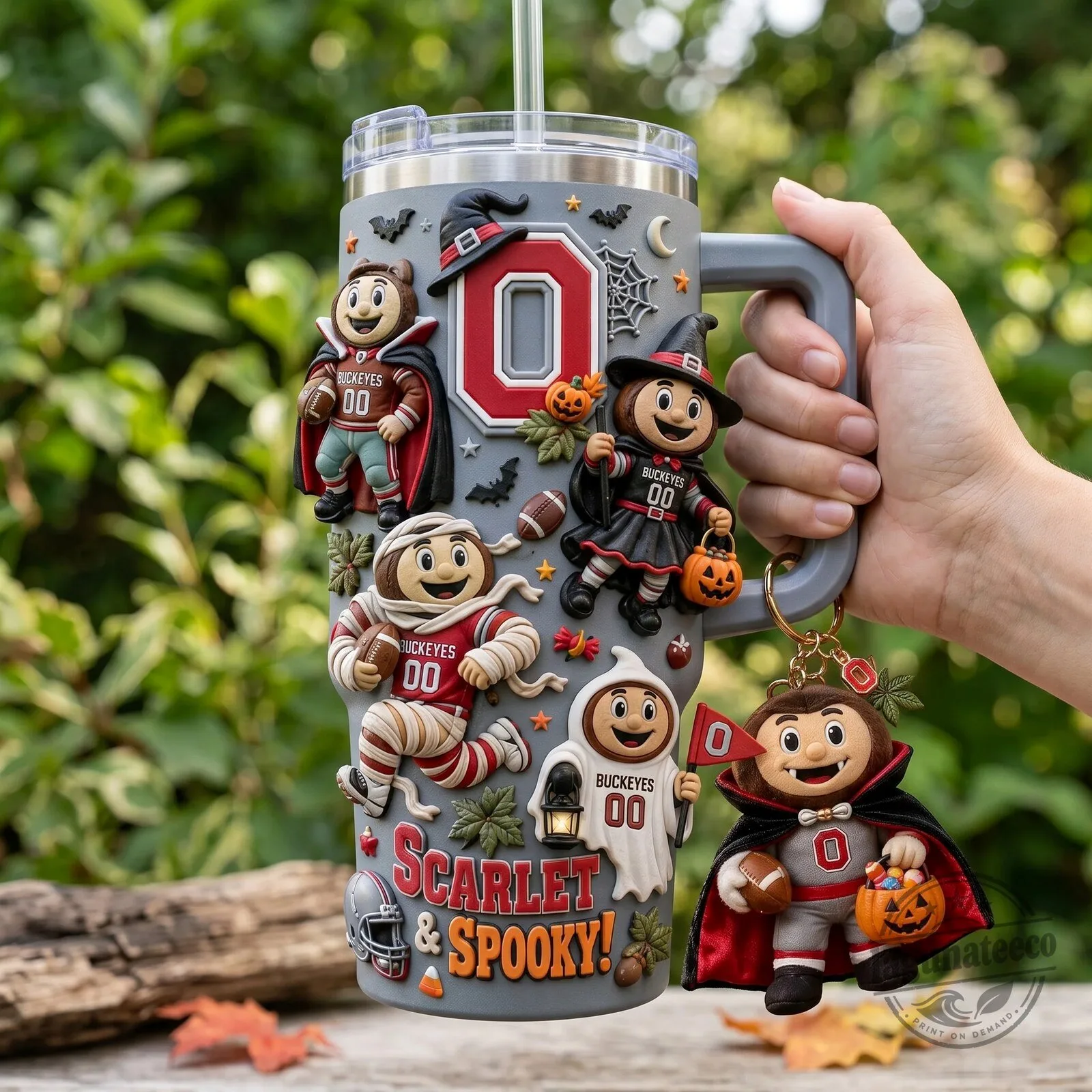 Ohio State Buckeyes Scarlet and Spooky Halloween 40oz Tumbler with Handle 4 Ohio State Buckeyes Scarlet and Spooky Halloween 40oz Tumbler with Handle