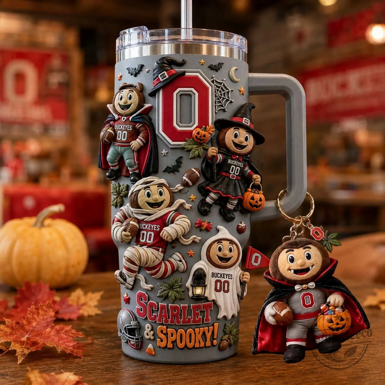 Ohio State Buckeyes Scarlet and Spooky Halloween 40oz Tumbler with Handle 5 Ohio State Buckeyes Scarlet and Spooky Halloween 40oz Tumbler with Handle