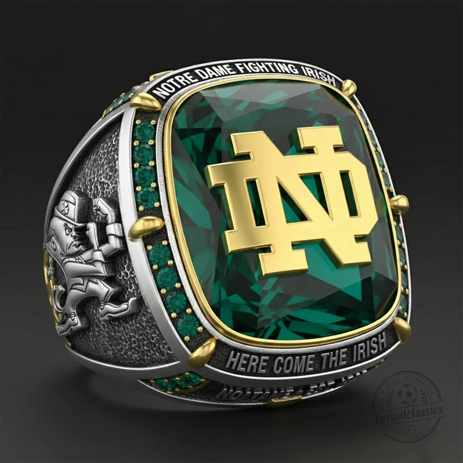Notre Dame Fighting Irish Emerald Goldstone College Football Championship Ring