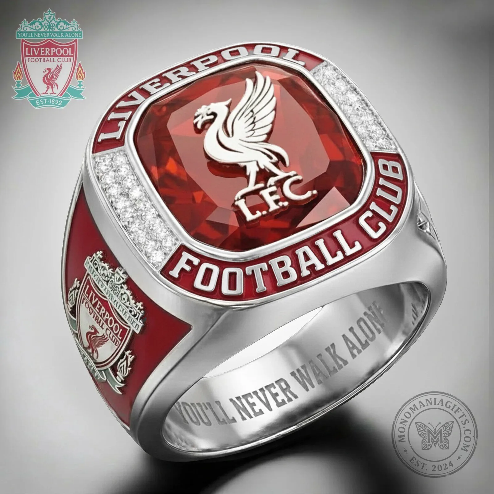 Silver Ring Featuring You'll Never Walk Alone by Liverpool Football Club