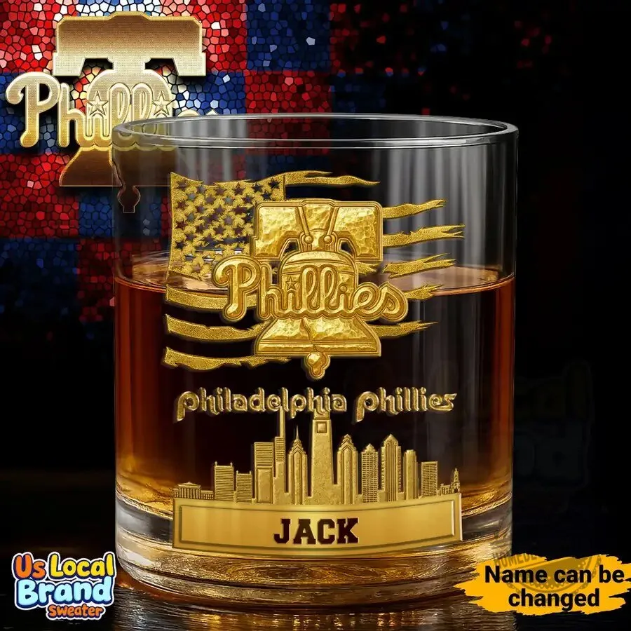 Personalized Philadelphia Phillies Baseball Team Whiskey Glass
