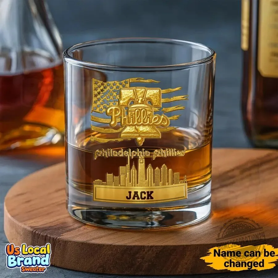 Personalized Philadelphia Phillies Baseball Team Whiskey Glass 5 Personalized Philadelphia Phillies Baseball Team Whiskey Glass