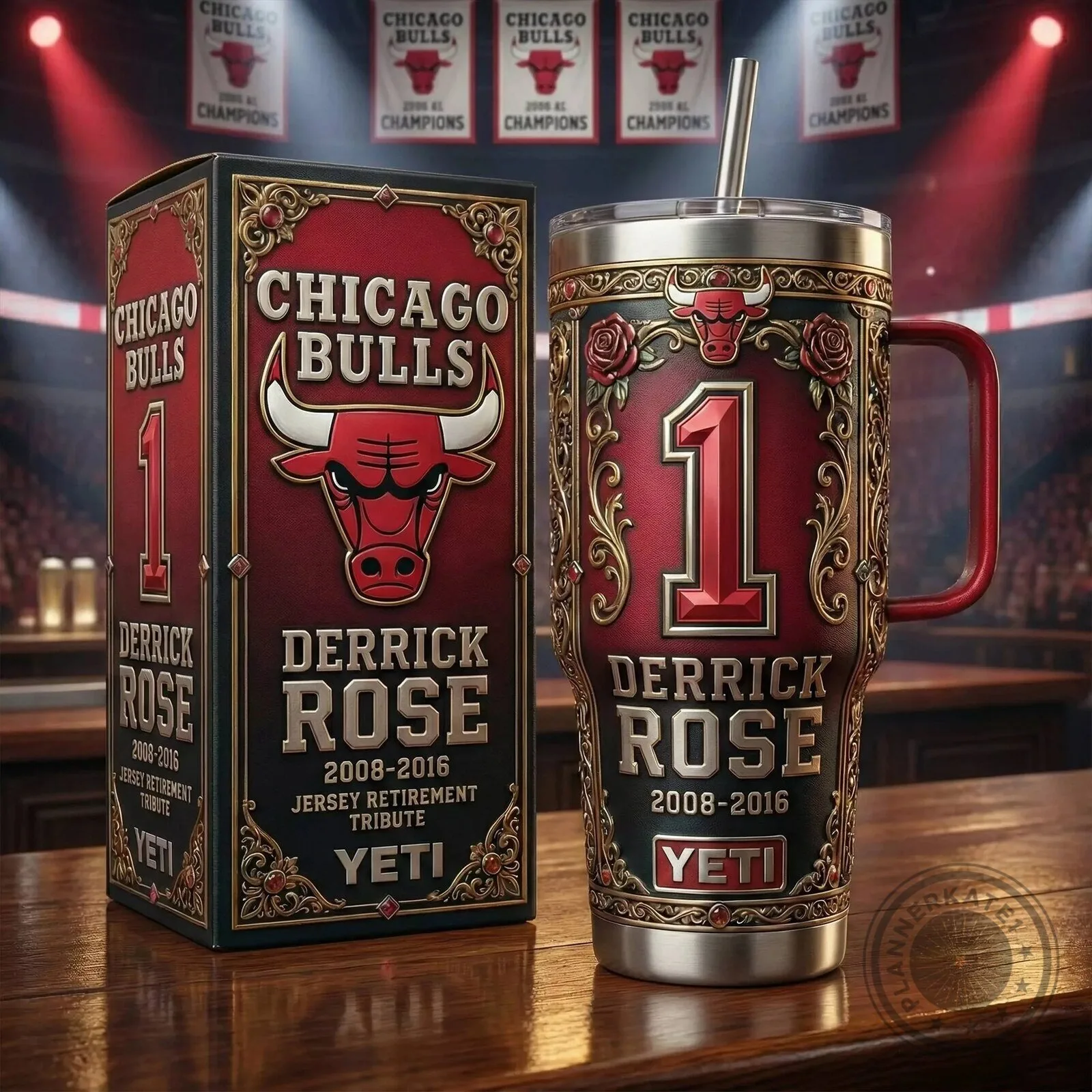 Chicago Bulls Derrick Rose Jersey Retirement Tribute Yeti Tumbler