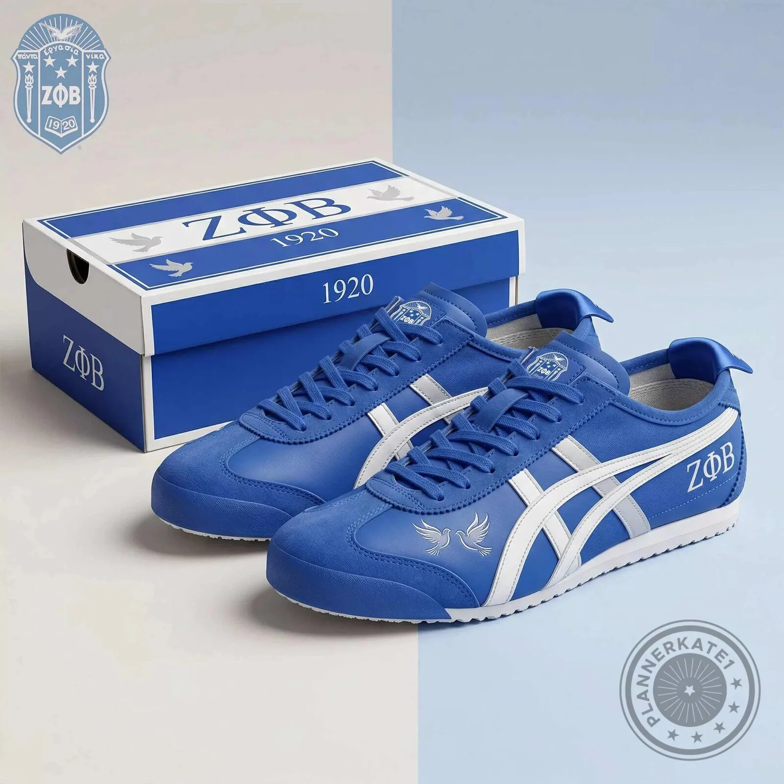 Zeta Phi Beta Sorority Royal Blue and White Athletic Shoes 1 Zeta Phi Beta Sorority Royal Blue and White Athletic Shoes