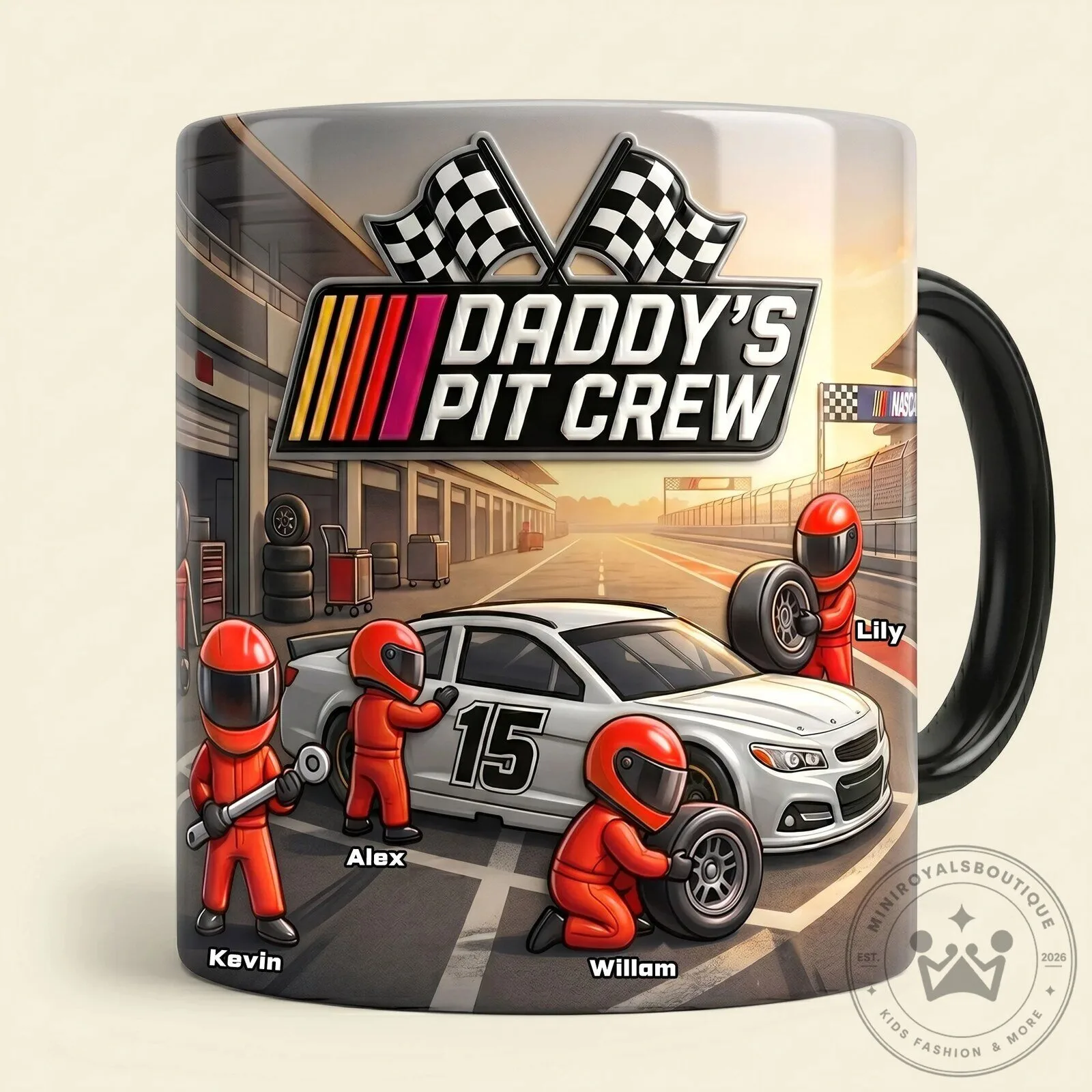 Personalized Daddy's Pit Crew Racing Car Coffee Mug 7 Personalized Daddy