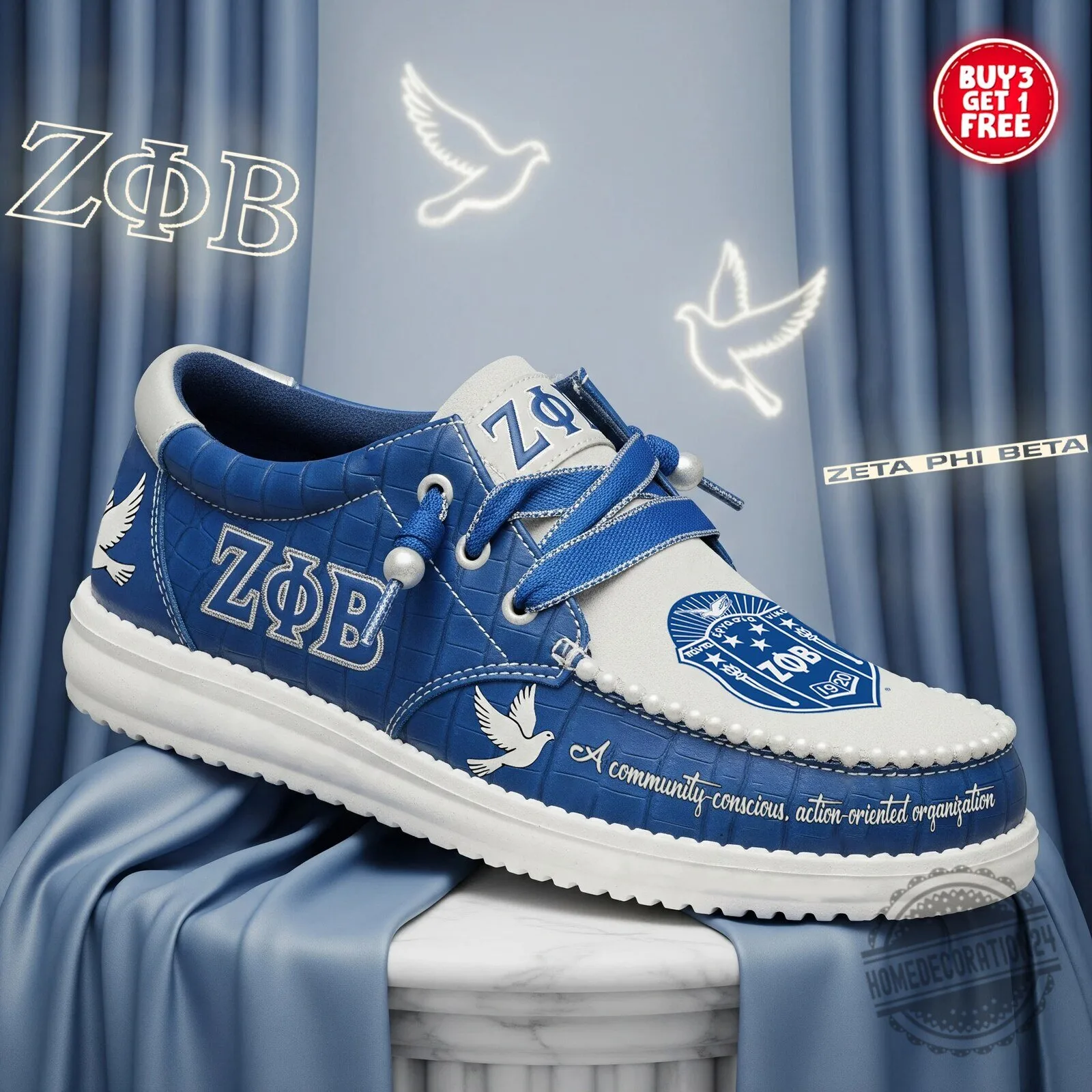 Zeta Phi Beta Sorority Royal Blue Loafer Shoes