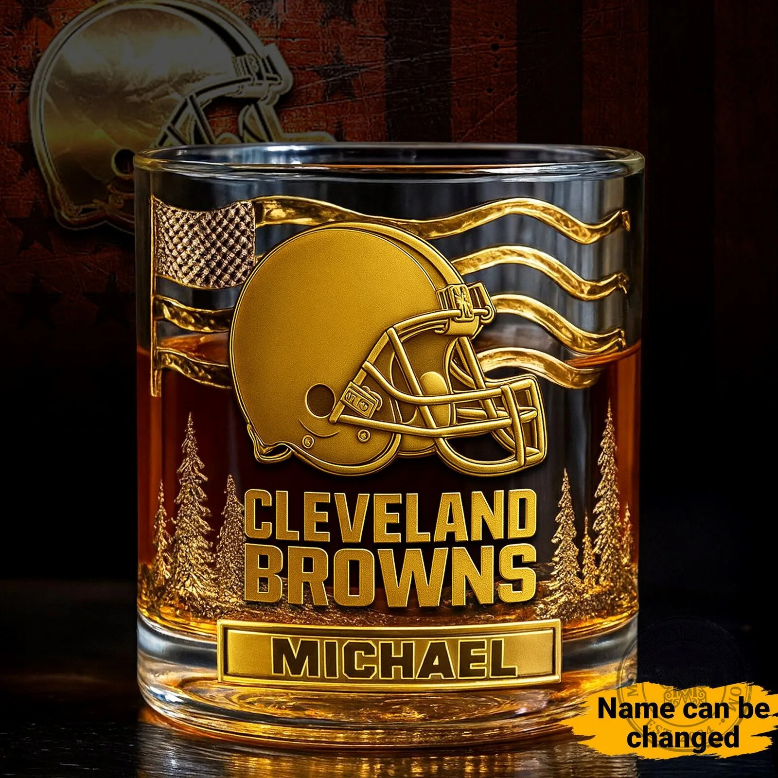 Personalized Cleveland Browns Football Team Whiskey Glass
