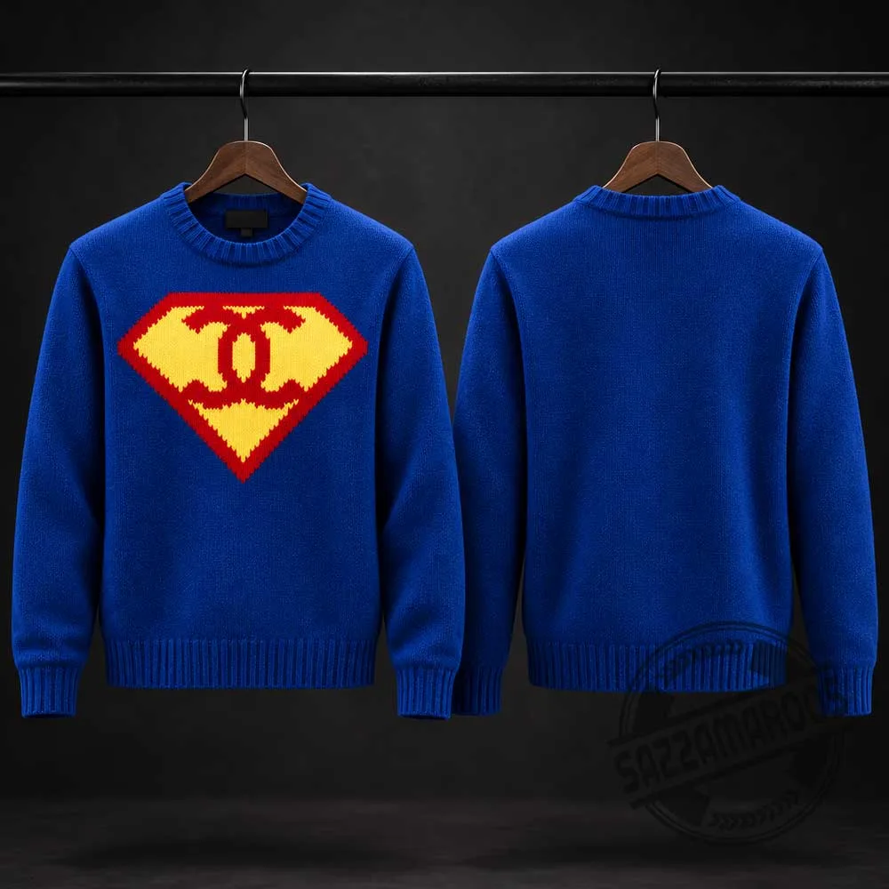 Jennie Chanel Superman Knit Sweater Men Women (1) Jennie Chanel Superman Knit Sweater Men Women
