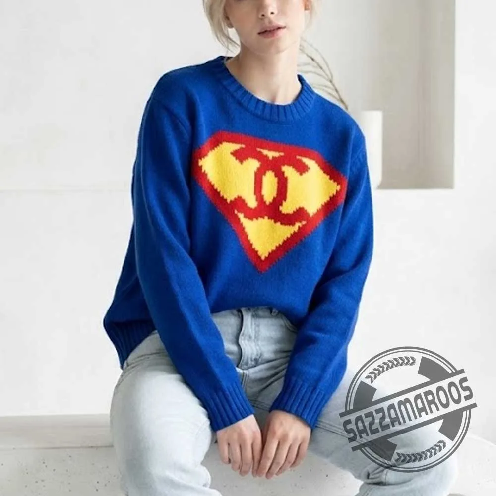 Jennie Chanel Superman Knit Sweater Men Women (3) Jennie Chanel Superman Knit Sweater Men Women – image 3 of 3