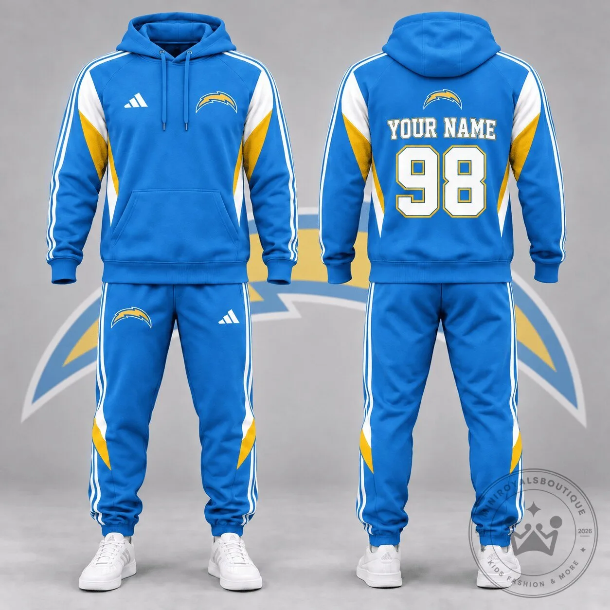 Los Angeles Chargers Personalized Hoodie and Jogger Pants Set