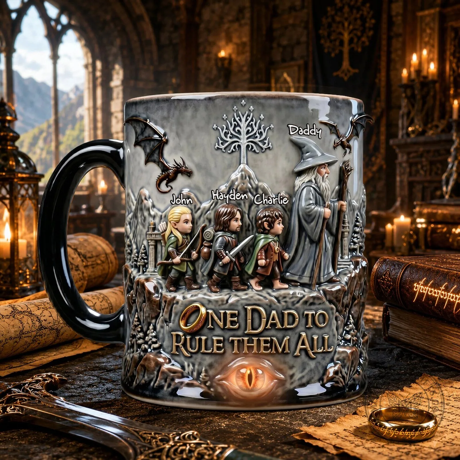 Lord of the Rings One Dad To Rule Them All Personalized Mug 5 Lord of the Rings One Dad To Rule Them All Personalized Mug
