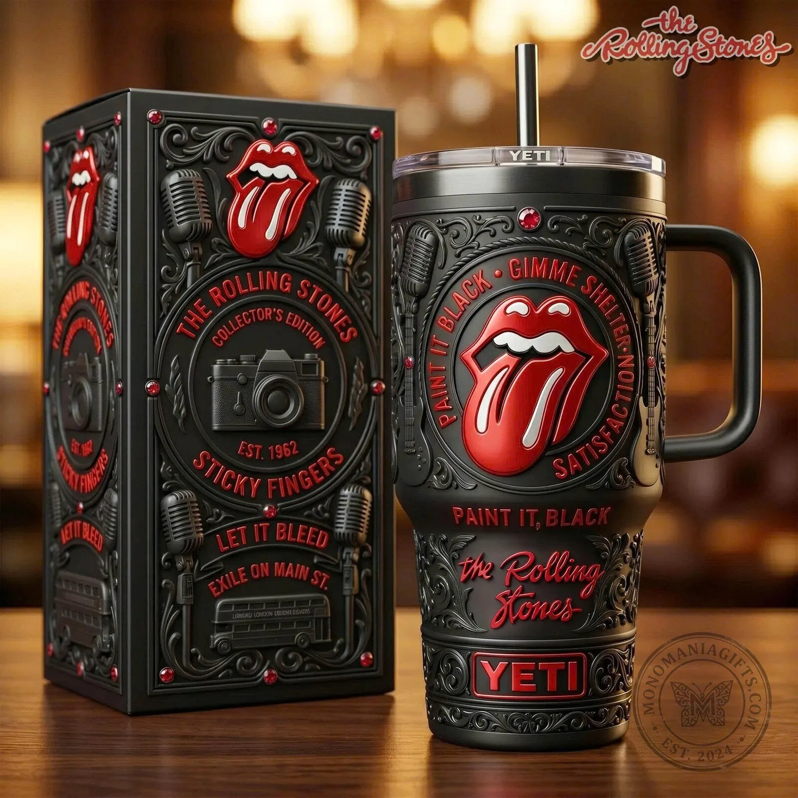 The Rolling Stones Paint It Black Gimme Shelter Satisfaction Tumbler