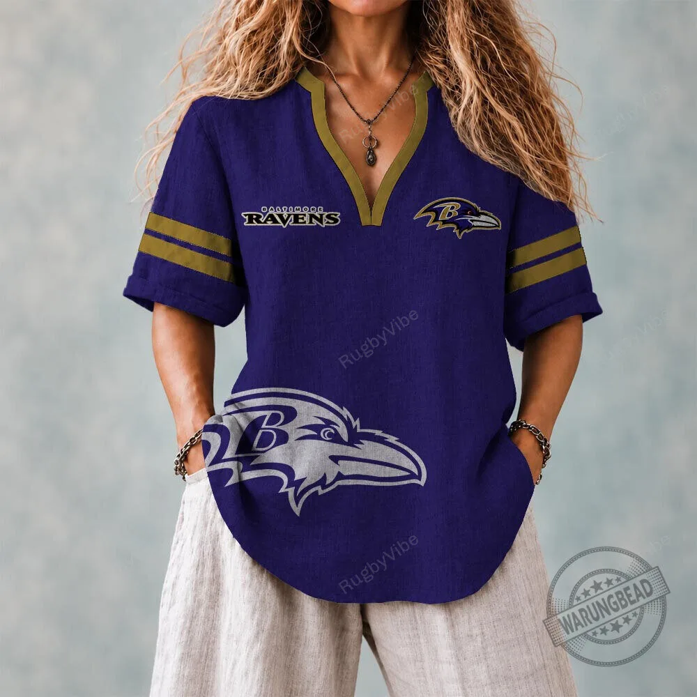 Baltimore Ravens Football Team Logo Purple Short-Sleeve V-Neck T-Shirt 1 Baltimore Ravens Football Team Logo Purple Short-Sleeve V-Neck T-Shirt