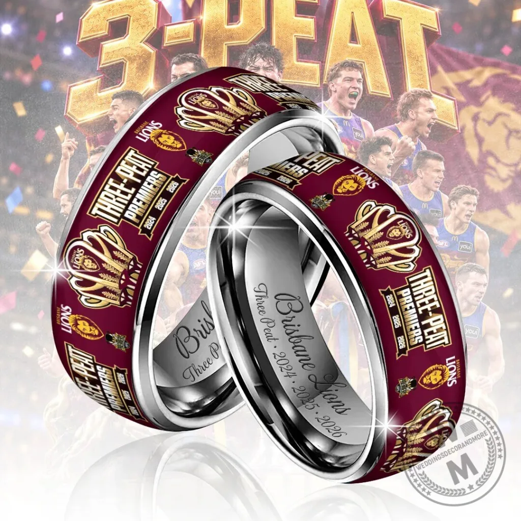 Brisbane Lions Australian Football League Three-Peat Premiers Commemorative Ring