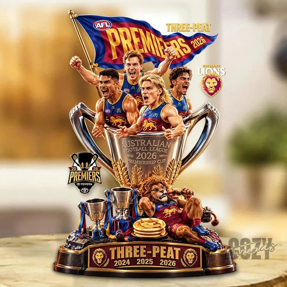 Brisbane Lions Australian Football League 2026 Premiership Cup Three-Peat Acrylic Plaque