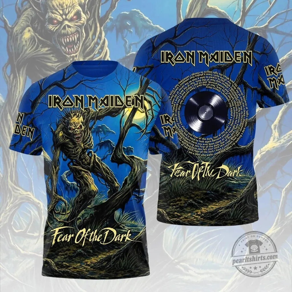 Iron Maiden Fear of the Dark Album Art All Over Print T-Shirt 38 Iron Maiden Fear of the Dark Album Art All Over Print T-Shirt