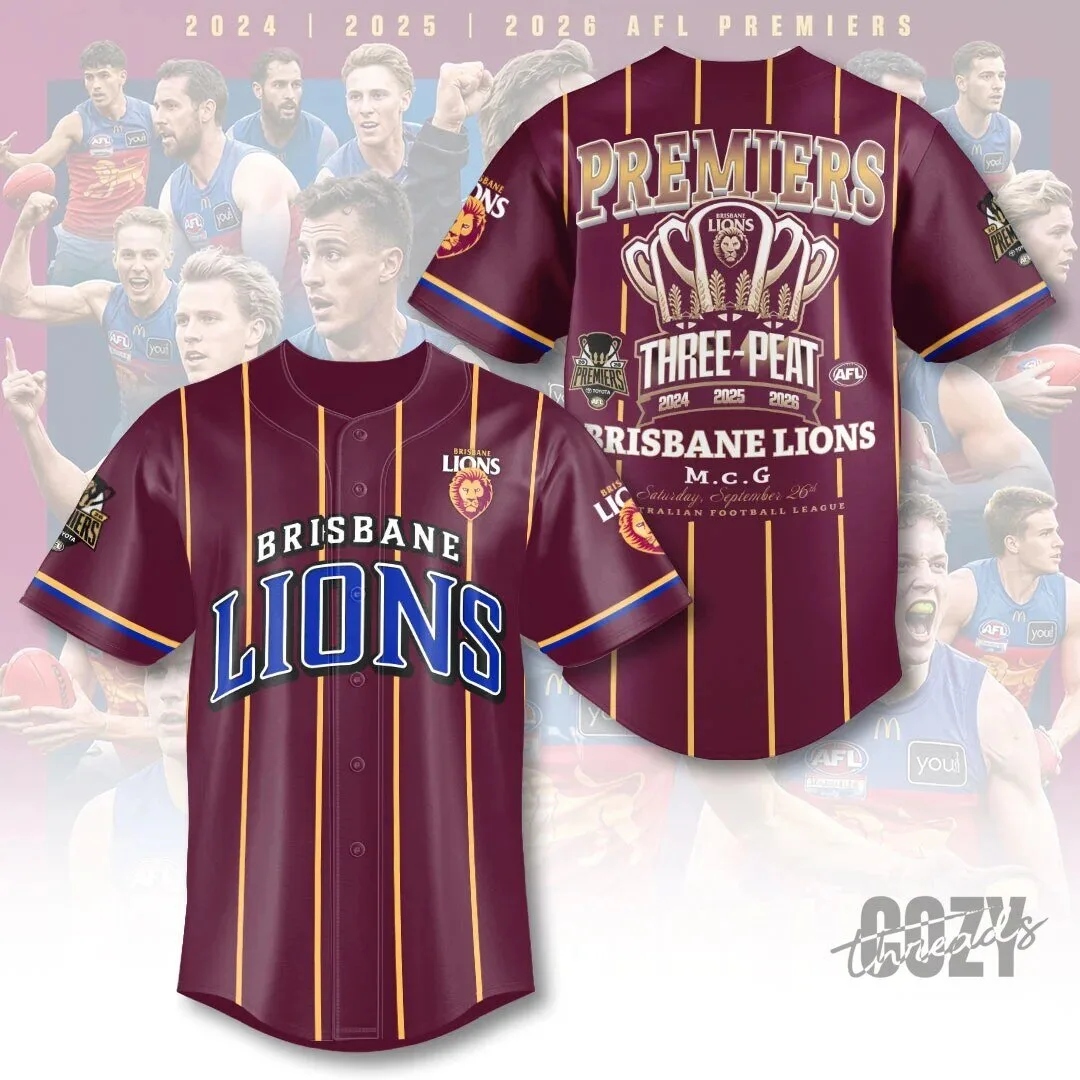 Australian Football League Jersey for Brisbane Lions Threepeat Premiers