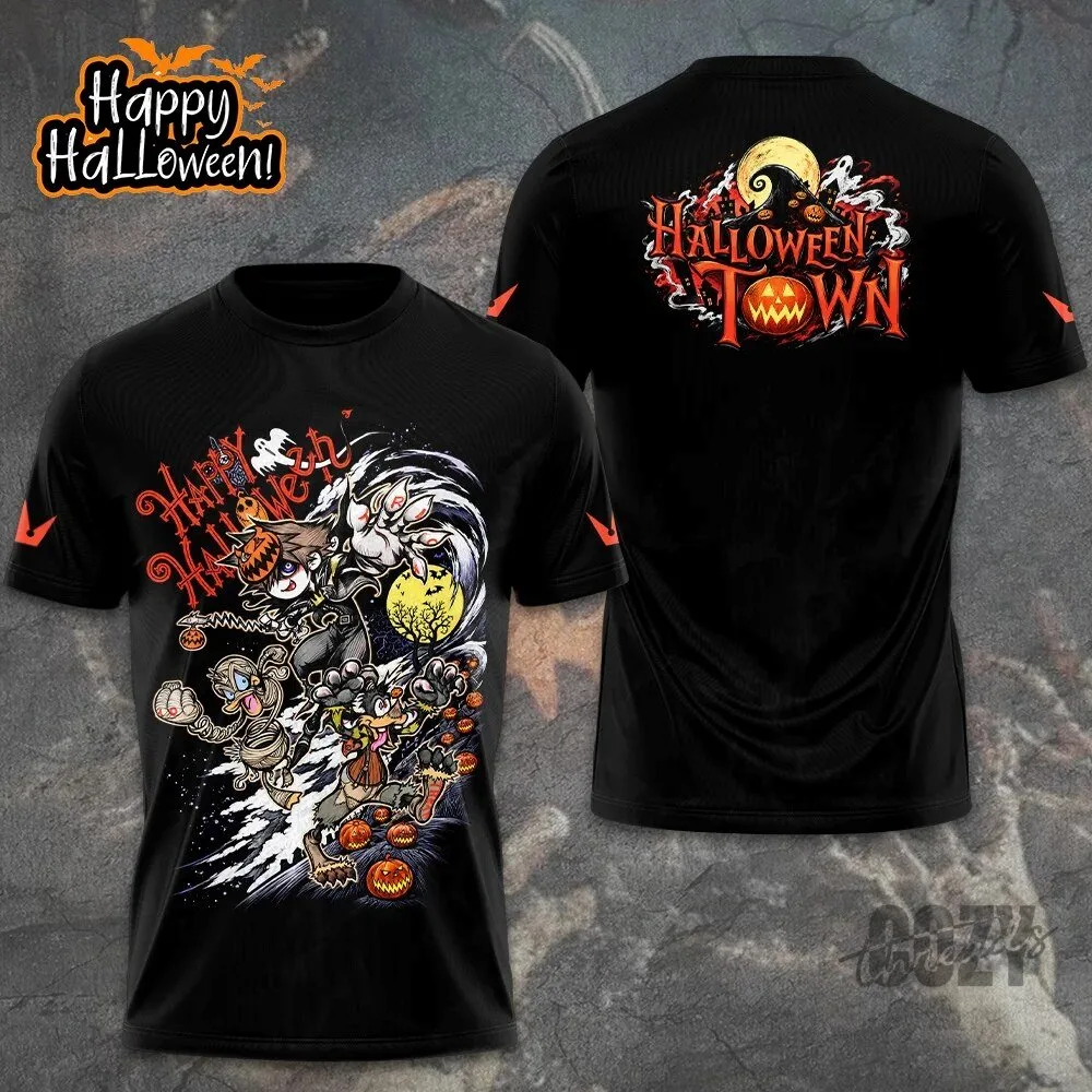 Kingdom Hearts Halloween Town Sora Donald Goofy Spooky Night T-Shirt