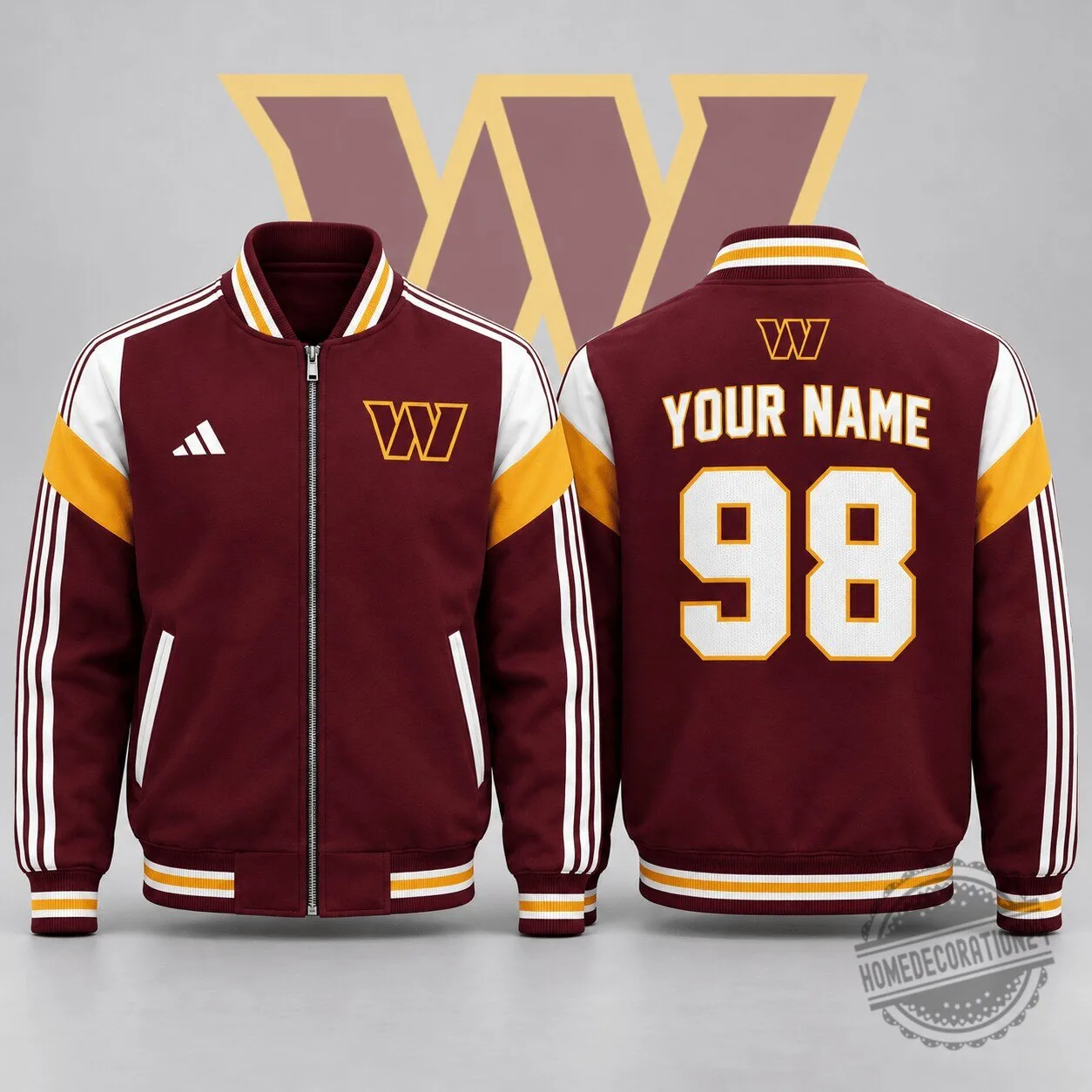 Washington Commanders Football Team Custom Name and Number Varsity Jacket