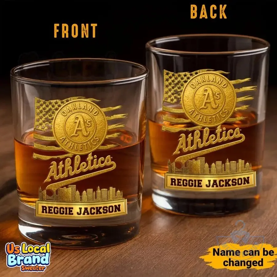 Oakland Athletics Baseball Team Logo Custom Whiskey Glass 4 Oakland Athletics Baseball Team Logo Custom Whiskey Glass