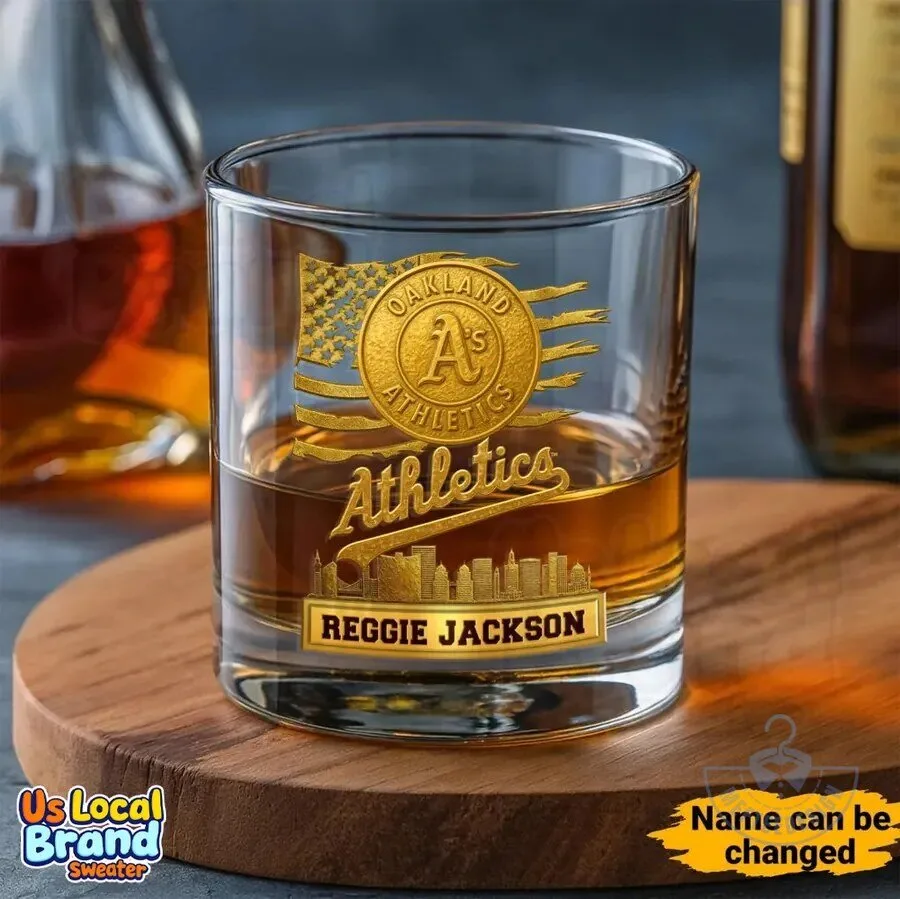 Oakland Athletics Baseball Team Logo Custom Whiskey Glass 5 Oakland Athletics Baseball Team Logo Custom Whiskey Glass