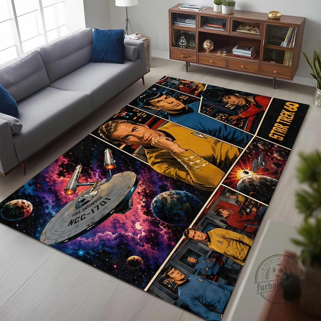 Star Trek 60th Anniversary USS Enterprise Spaceship Rectangular Rug