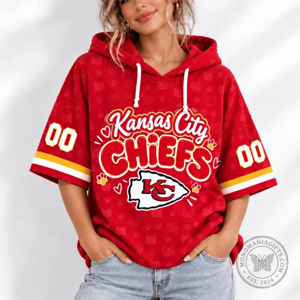 Kansas City Chiefs Football Team Short Sleeve Hoodie Kansas City Chiefs Football Team Short Sleeve Hoodie