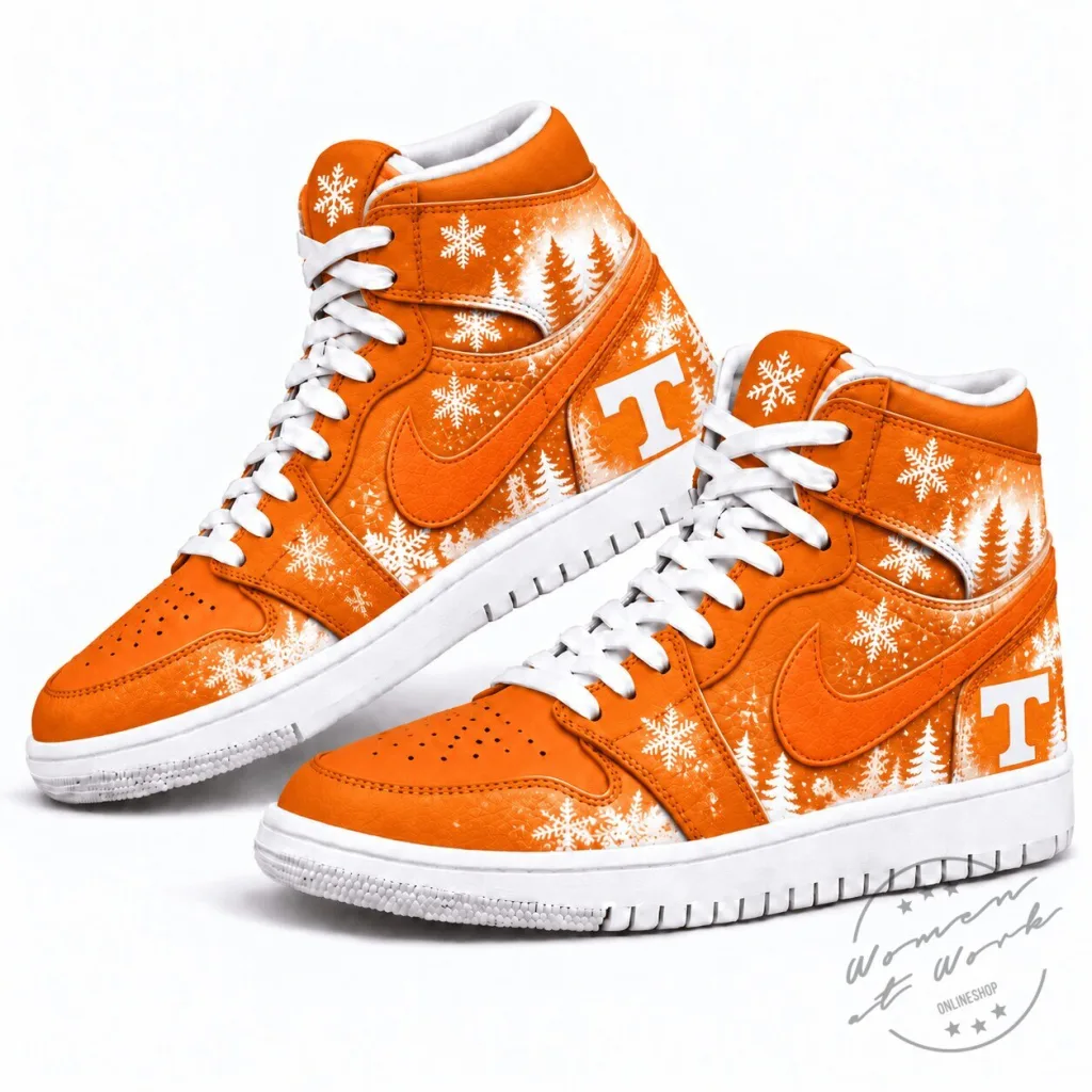 Tennessee Volunteers Winter Snowflakes Christmas Forest High-Top Sneakers Tennessee Volunteers Winter Snowflakes Christmas Forest High-Top Sneakers