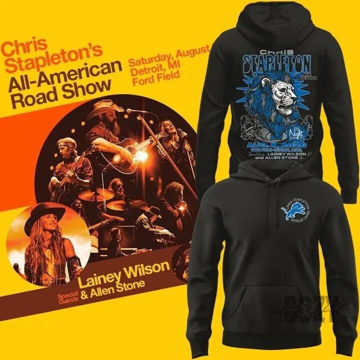 Chris Stapleton All-American Road Show Detroit Lions Concert Hoodie